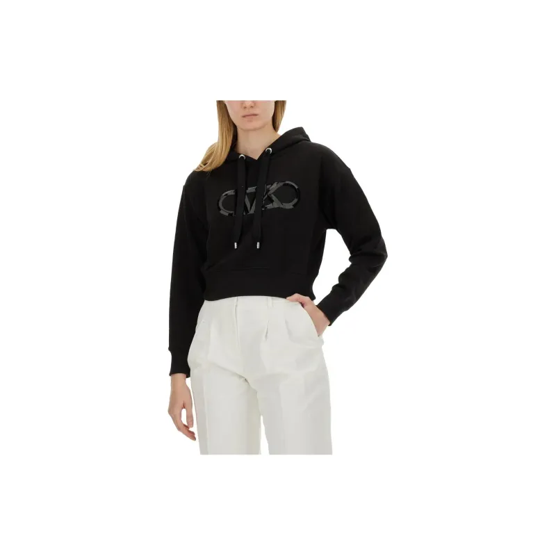 MICHAEL MICHAEL KORS Empire Logo Drawstring Cropped Hoodie-2
