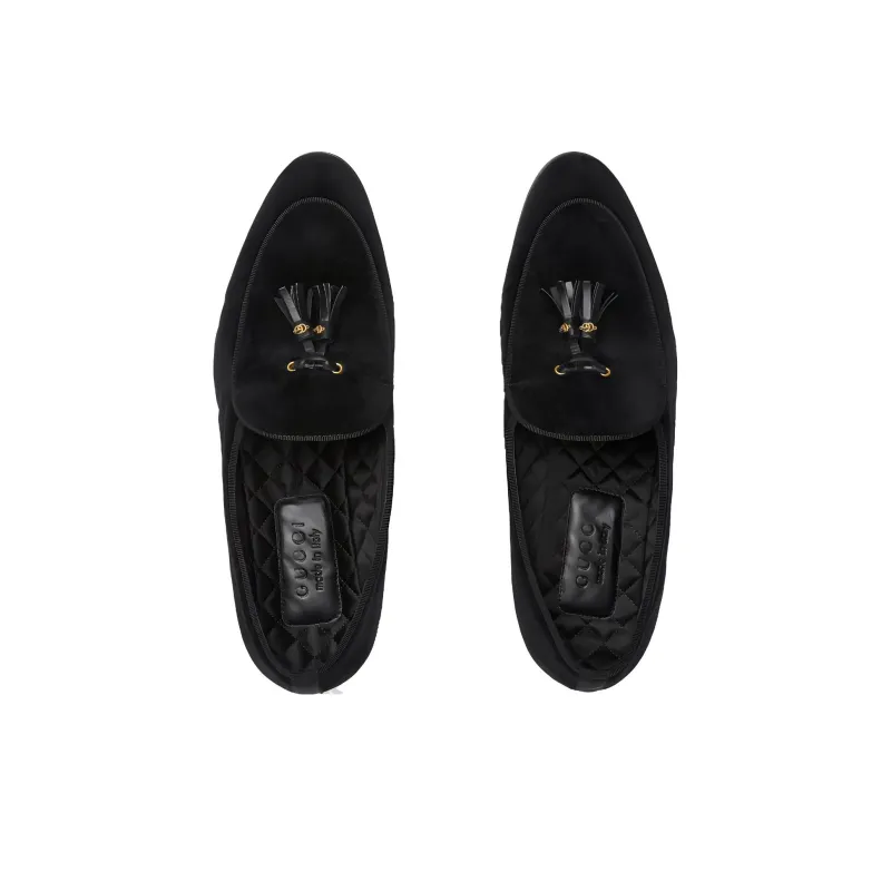 GUCCI Double G-detail Velvet Loafers-3