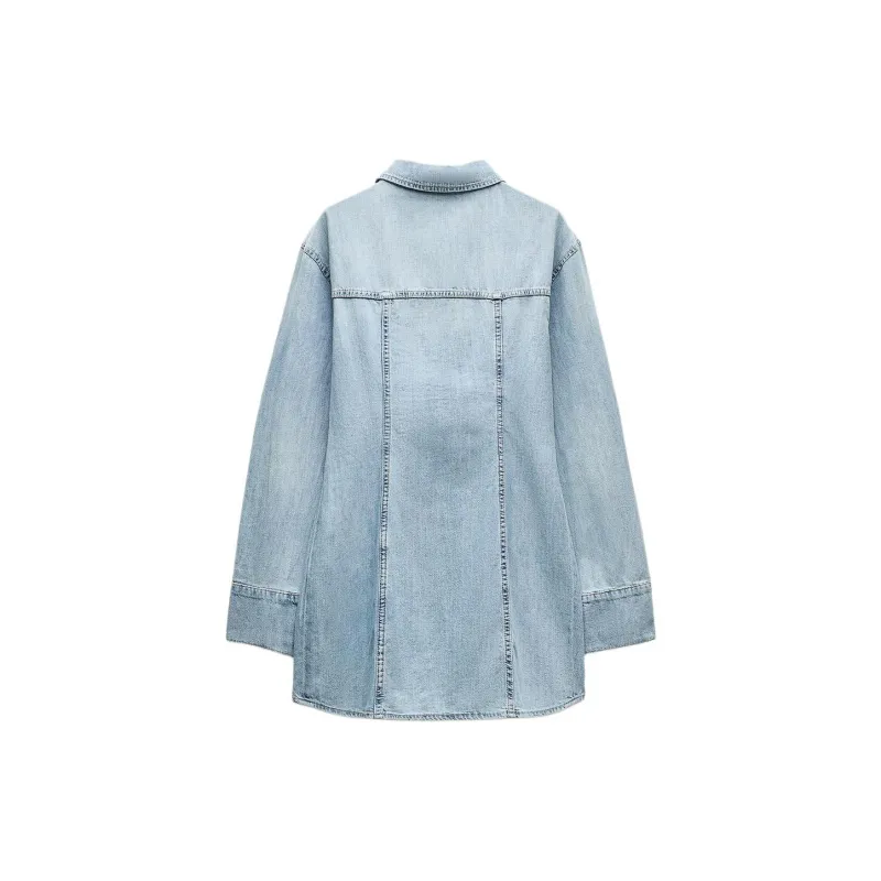 ZARA Long-Sleeved Dresses Women's Sky Blue-1