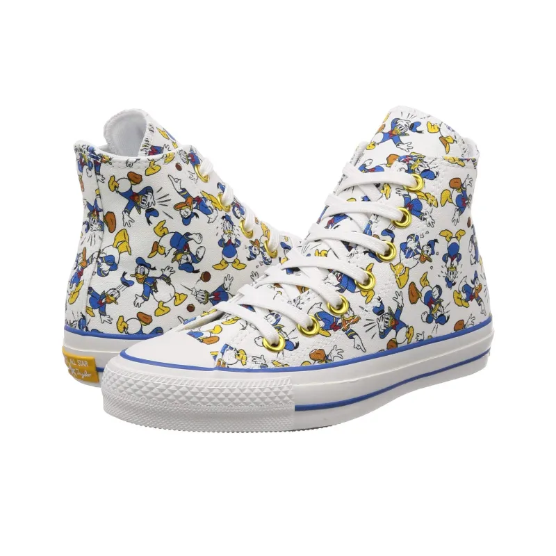 Converse All Star 100 Donald Duck Pt Hi Anti Slip Wear Resistant High Top Canvas Shoes Unisex White Blue-2