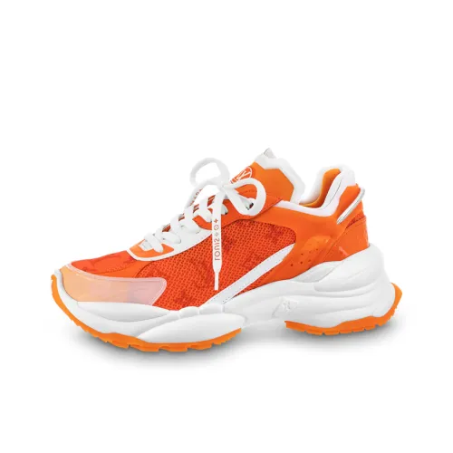 LOUIS VUITTON Run 55 Casual Shoes Women's Low-Top Orange/White