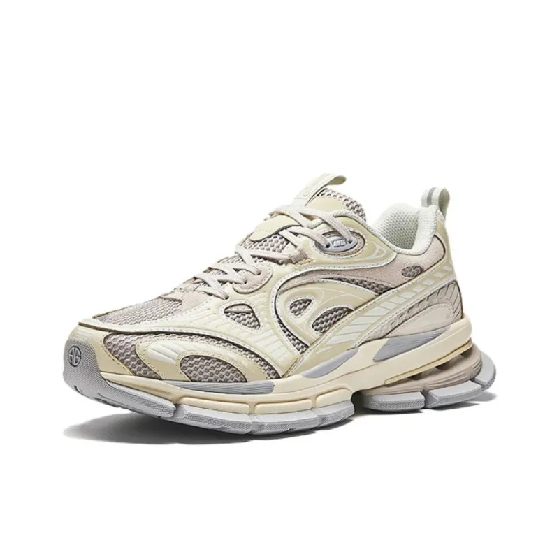 Anta Slip-Resistant Low-Top Running Shoes Men's Beige Gray-1