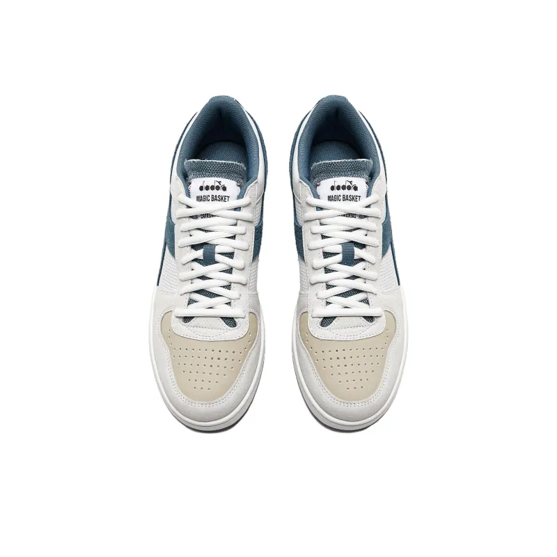 Diadora Magic Basket Lightweight Anti-Slip Low-Top Skateboard Shoes Unisex White Blue-3