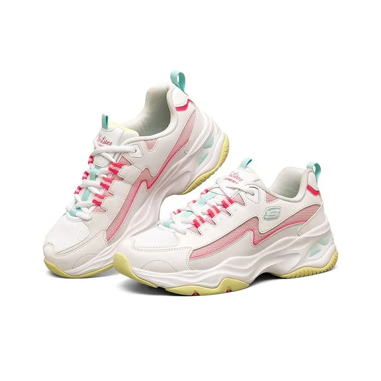 Skechers D'Lites 4.0 Chunky Sneakers Women's Low Top White/Pink/Yellow-3