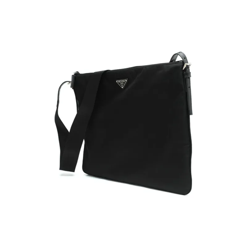 PRADA Leather Crossbody Bag Men's Black-4