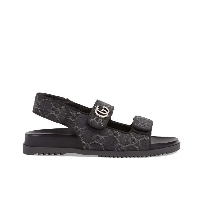 GUCCI Double G-plaque Denim Sandals-1