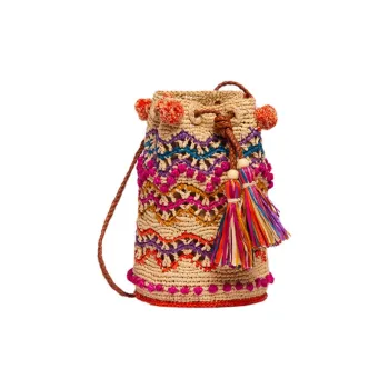 Vanessa Bruno Tassel Raffia Handbag Shoulder Bag Women's Multicolor