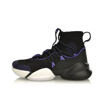 LiNing Power 5 PLAYOFF Cushioning, Slip Resistant, And Abrasion Resistant High Top Basketball Shoes Men's Black Purple
