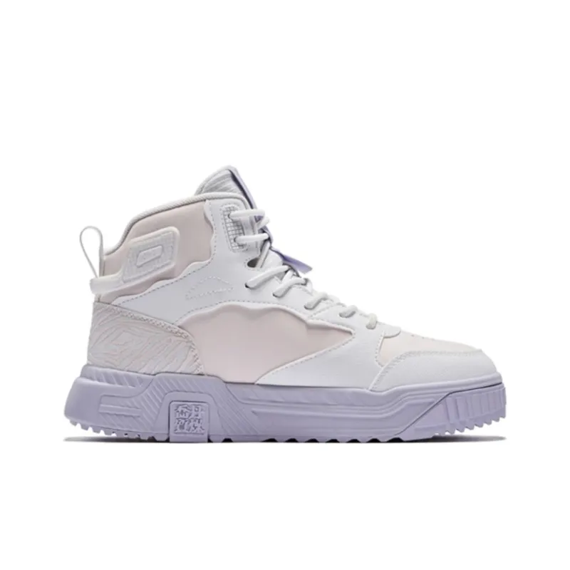 QIAODAN White Tiger 2.0 Lightweight Wear-resistant And Non-slip High-Top Skateboard Shoes Women's Purple White-1