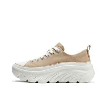 Skechers Street Anti Slip And Wear Resistant Height Increasing Low Top Skateboard Shoes Women's Beige