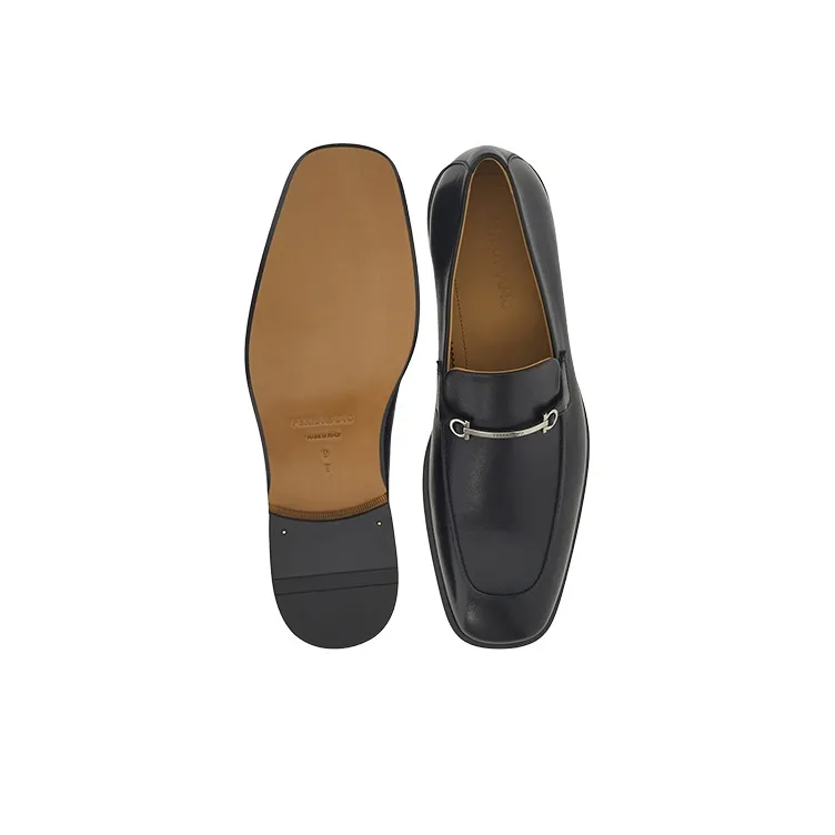 FERRAGAMO Gancini plaque Leather Loafers-4