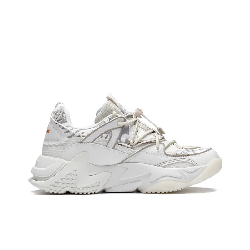 LiNing CF Tracing Anti Slip Wear Resistant Low Top Sports Casual Shoes Women's Mist White-1