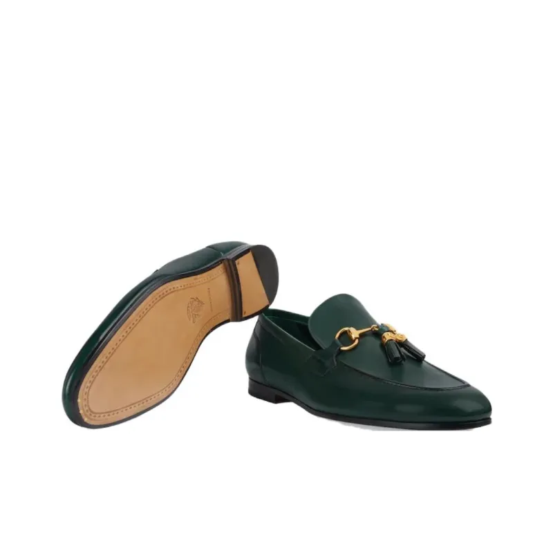 GUCCI Jordaan Loafers 1cm Men's Green-4