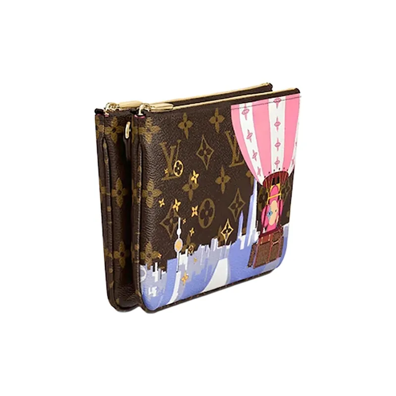 LOUIS VUITTON Double Zip Pochette Monogram Vivienne Shanghai Pink Lining-1