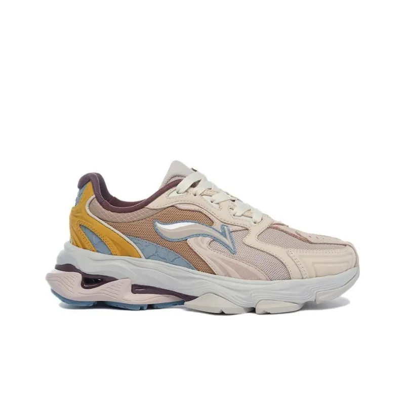 LI-NING 1990 Lava Cushioning Anti-Slip And Wear-Resistant Low-Top Running Shoes Women's Gray Green-1