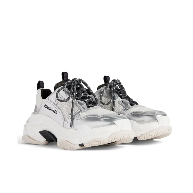 Balenciaga Triple S Black White Silver-2