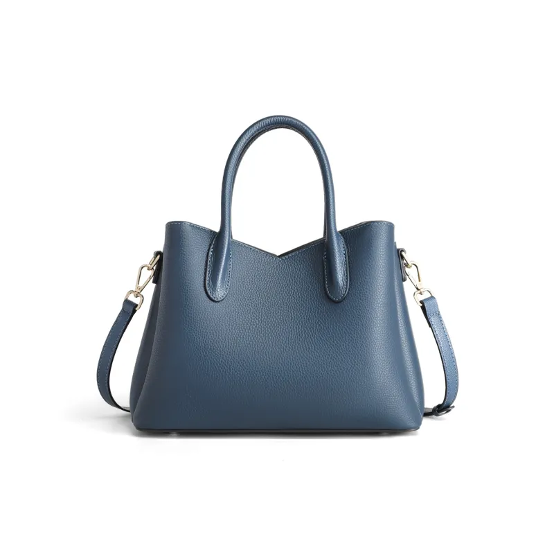 MILLIE'S Cow Leather With Synthetic Leather Handbag, Shoulder Bag, Tote Large Size Women's Blue-3