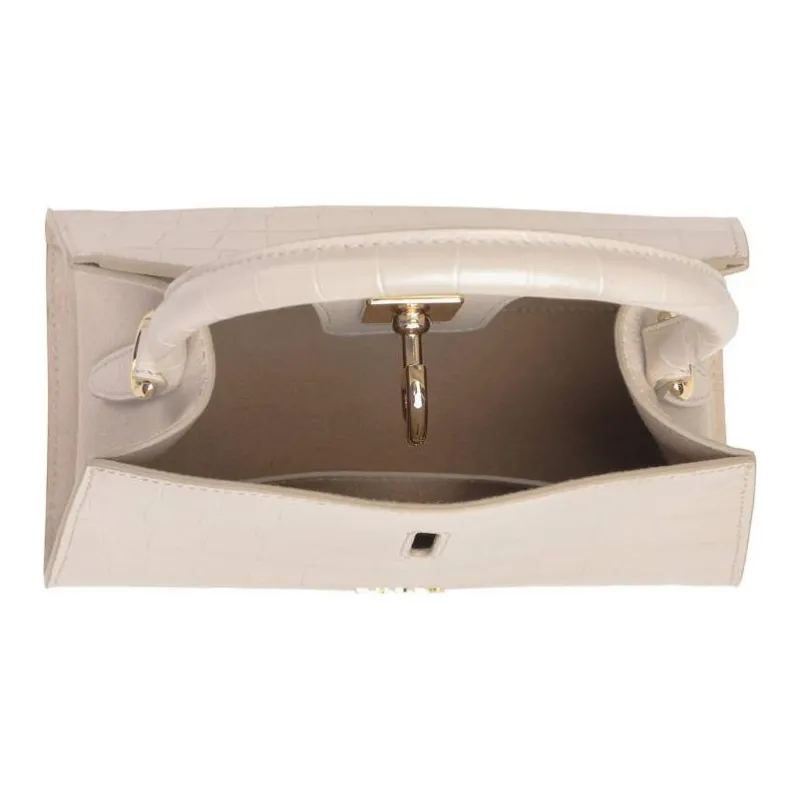 Furla Crocodile-Embossed Calfskin Portable Crossbody Bag Shoulder Bag Mini Women's White-4