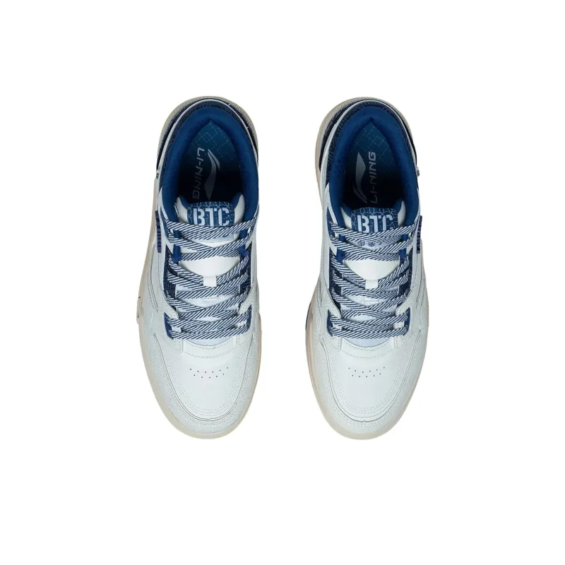 LiNing 001 BTC Prm Abrasion Resistant Breathable Low Top Skateboard Shoes Men's White Blue-3