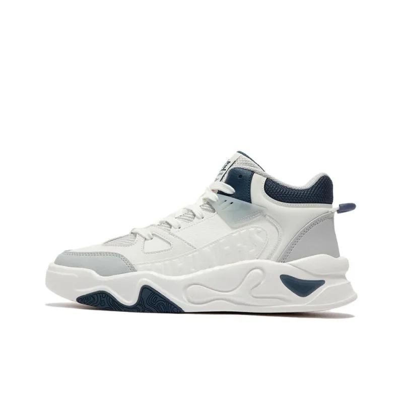 361° Brocade Journey 4 Anti Slip Wear Resistant High Top Skateboard Shoes Men's White Gray Blue-0
