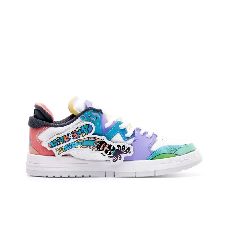 Steven Harrington X LiNing Wei Wu PRO Skateboard Shoes Men Low Top Kohlrabi Green/Light Blue Purple/Mist White-1