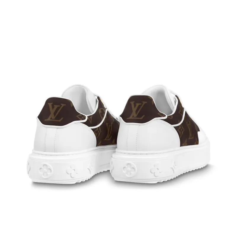 LOUIS VUITTON Time Out Sneakers 'White With Brown Monogram' Women's-4