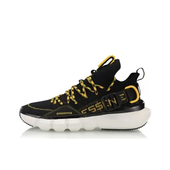 LiNing Essence Lace Up Prm Anti Slip Wear Resistant Low Top Vintage Basketball Shoes Black Yellow