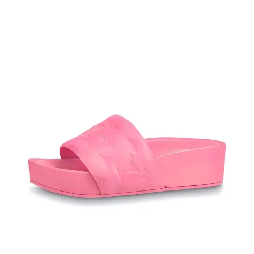 LOUIS VUITTON Jumbo Flatform Slide Slippers Women's Rose Red