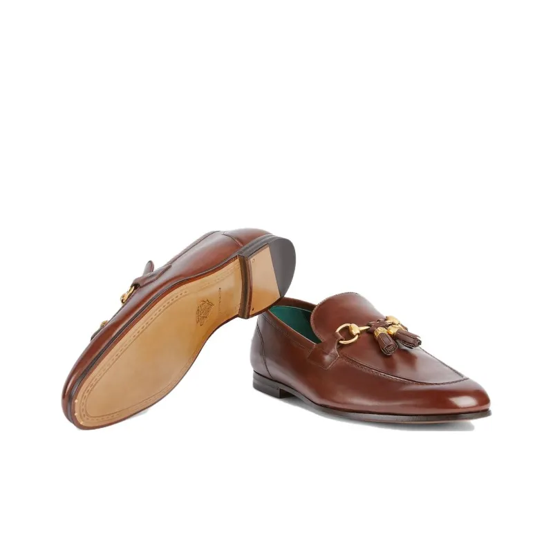 GUCCI Jordaan Loafers 1cm Men's Brown-4