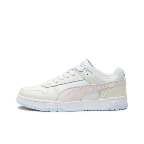 PUMA RBD Game Cushioning, Wear Resistant Low Top Skateboard Shoes Unisex White Yellow Pink