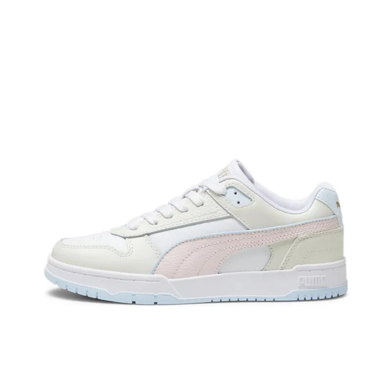 PUMA RBD Game Cushioning, Wear Resistant Low Top Skateboard Shoes Unisex White Yellow Pink-0