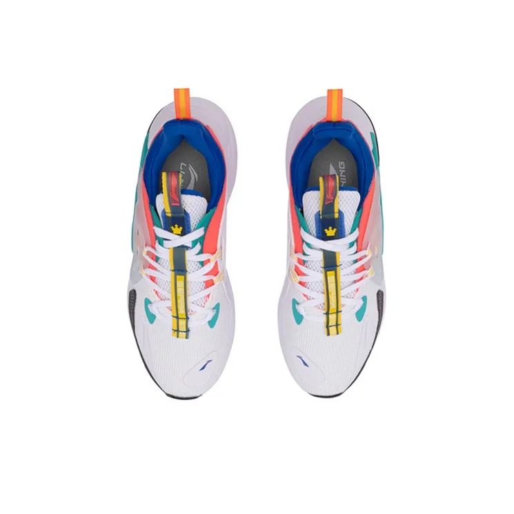 LiNing Spark Anti Slip Wear Resistant Low Top Sports Casual Shoes Women's White Orange Blue-3