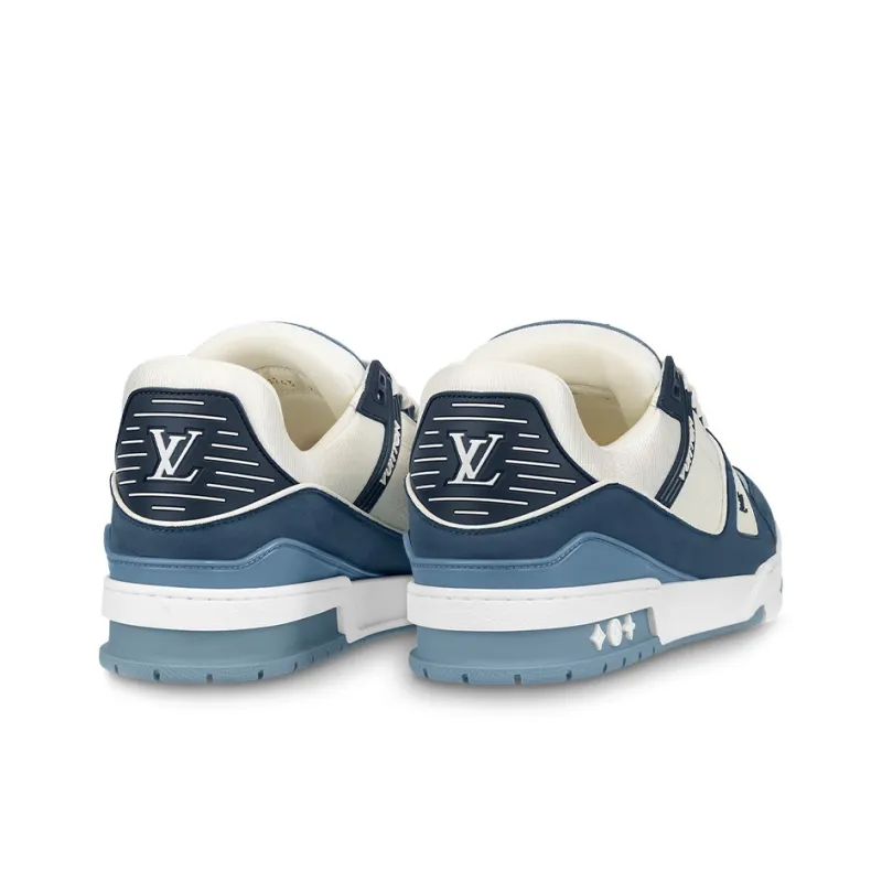 LOUIS VUITTON Trainer Low Top Skateboard Shoes Unisex Blue White-3