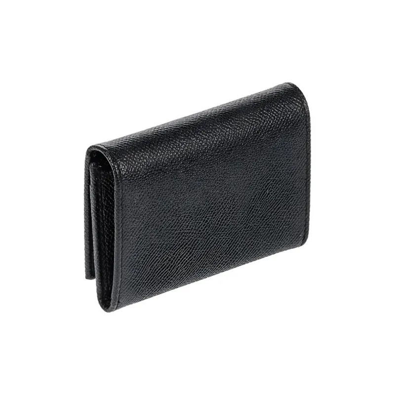 BVLGARI Grain Calfskin Key Pouch Women's Black-1