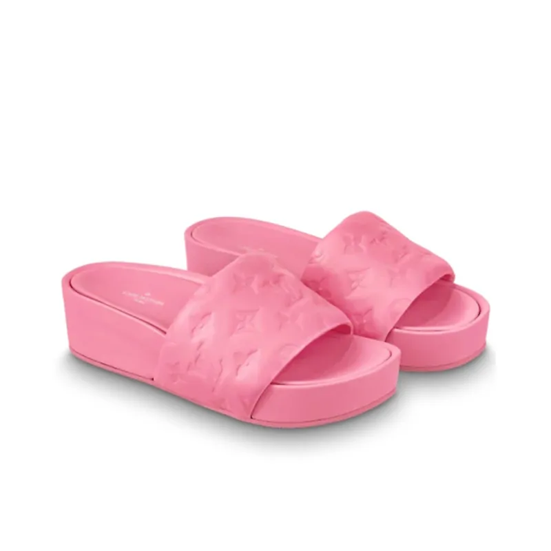 LOUIS VUITTON Jumbo Flatform Stylish Sandal Women's Rose Red-3