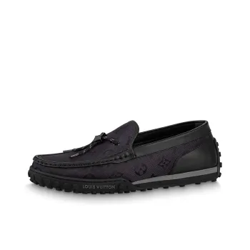 LOUIS VUITTON Racer Moccasins Shoes 'Black Mesh Monogram'