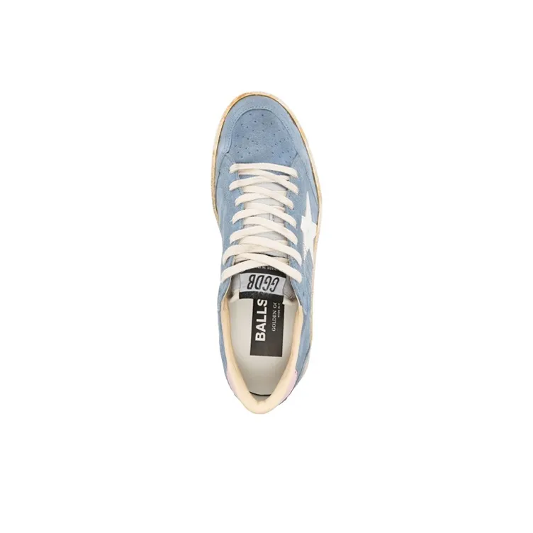 Golden Goose Stylish Skateboarding Shoes Women's Blue Pink Vintage Version-3