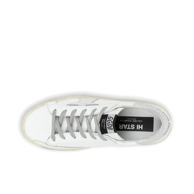 Golden Goose Hi Star White Silver Women's-4