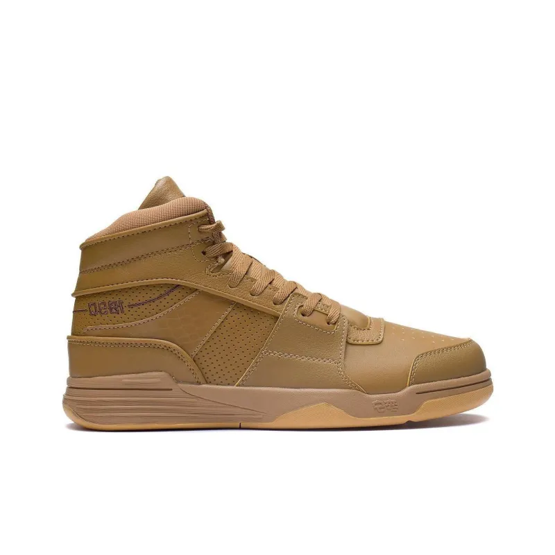 LiNing Wave Anti Slip Wear Resistant High Top Skateboard Shoes Men's Brown-1