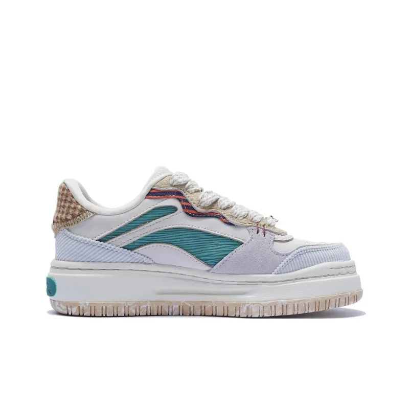 LINING Future C1 Skateboard Shoes Women's Low Top White/Gray/Cyan/Brown-1