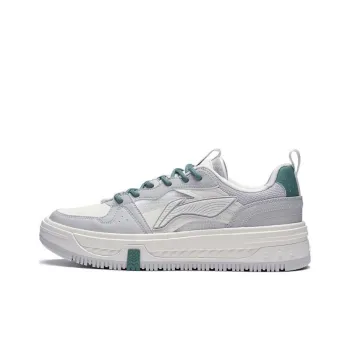 LiNing Anti Slip And Wear Resistant Height Increasing Low Top Skateboard Shoes Light Smoke Gray Ecru