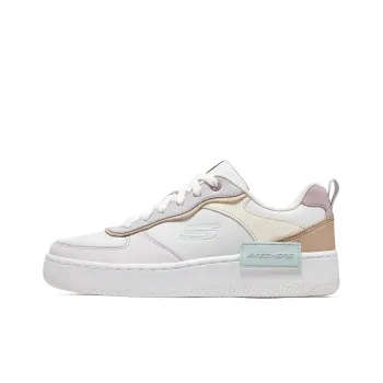 Skechers Sport Court 92 Durable Breathable Low Top Skateboard Shoes Women's White Yellow Pink