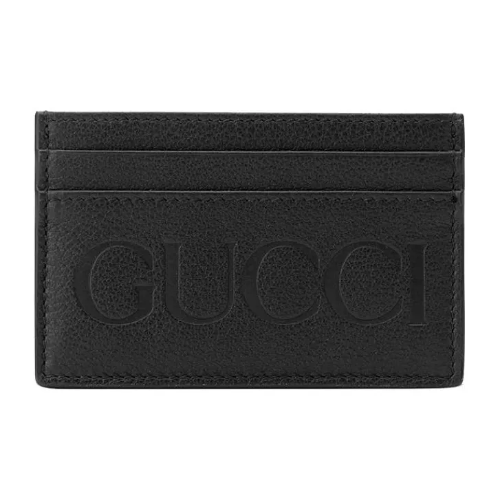 GUCCI Leather Card Holder Wallet Regular Unisex Black-0