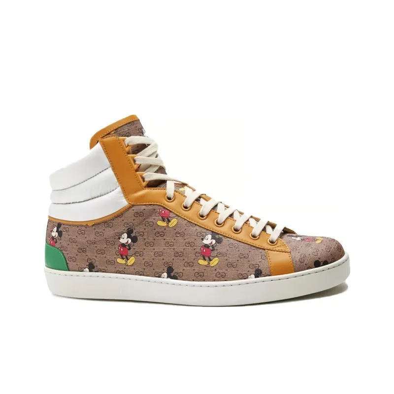Disney x GUCCI ACE Stylish Skateboarding Shoes Men's White Umber-1