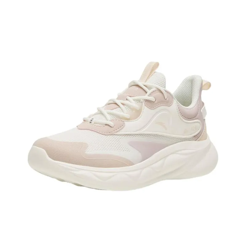 Anta Mianbomb 2 Cushioned Slip Resistant Abrasion Resistant Low Top Casual Running Shoes Women's White Gray-1