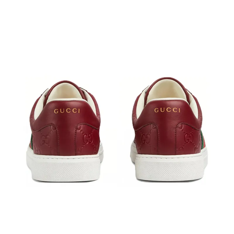 GUCCI ACE Low Top Skateboard Shoes Men's Red-4