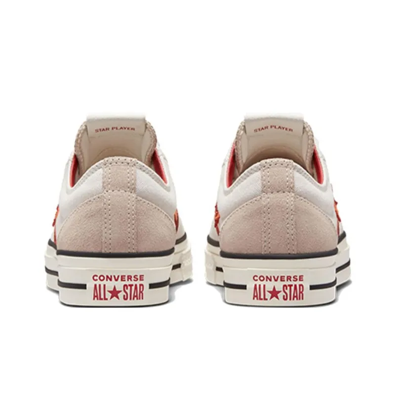 Converse Star Player 76 Anti Slip And Wear Resistant Lightweight Low Top Skateboard Shoes Unisex White Red-4
