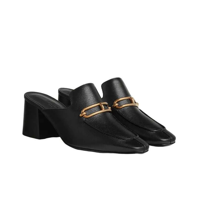 HERMES Gisele Stylish Sandal 6cm Men's Black-2