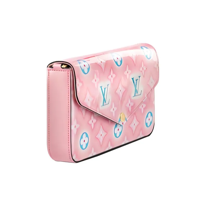 LOUIS VUITTON Félicie Pochette Monogram Verni Light Pink Neon-3