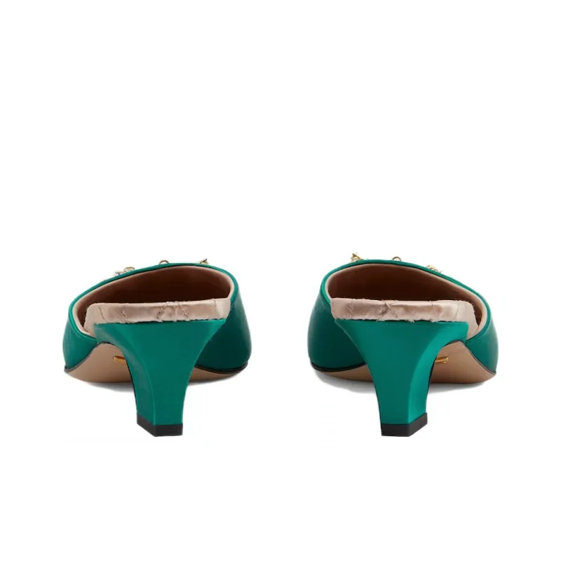 GUCCI Horsebit Closed Toe Slippers Women's Green-3